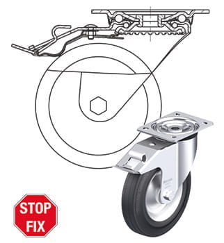 Blickle hjul- og retningsbremse stop-fix