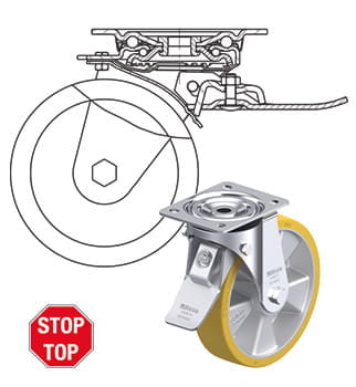 Blickle hjul- og retningsbremse stop-top
